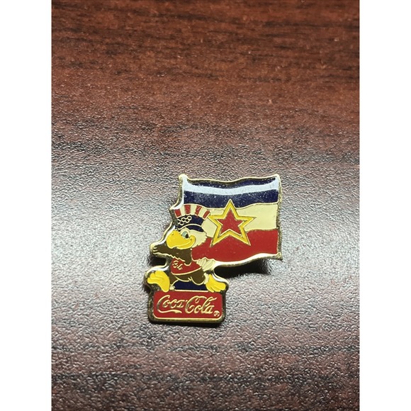 Other - Vintage 1984 Los Angeles Olympics Coca Cola Sam Eagle Yugoslavia Flag Lapel Pin‎